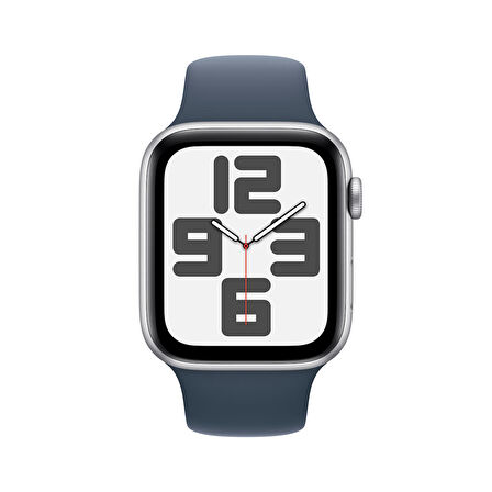 Apple Watch SE GPS + Cellular 44 mm Gümüş Rengi Alüminyum Kasa ve Fırtına Mavisi Spor Kordon - M/L - MRHJ3TU/A
