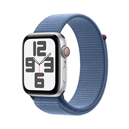 Apple Watch SE GPS + Cellular 44 mm Gümüş Rengi Alüminyum Kasa ve Buz Mavisi Spor Loop - MRHM3TU/A