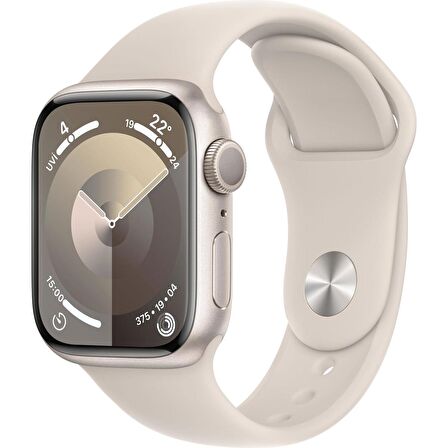 Apple Watch Series 9 GPS 41mm Yıldız Işığı Alüminyum Kasa ve Yıldız Işığı Spor Kordon - S/M - MR8T3TU/A