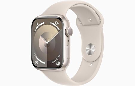 Apple Watch Series 9 GPS 45mm Yıldız Işığı Alüminyum Kasa ve Yıldız Işığı Spor Kordon - S/M - MR963TU/A