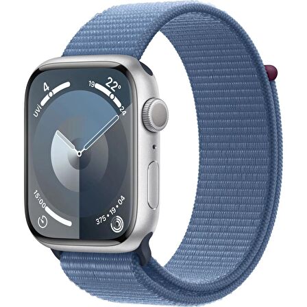 Apple Watch Series 9 GPS 45mm Gümüş Rengi Alüminyum Kasa ve Buz Mavisi Spor Loop - MR9F3TU/A