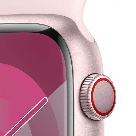 Apple Watch Series 9 GPS + Cellular 45 mm Pembe Alüminyum Kasa ve Uçuk Pembe Spor Kordon - S/M - MRMK3TU/A