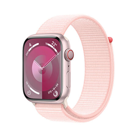 Apple Watch Series 9 GPS + Cellular 45 mm Pembe Alüminyum Kasa ve Uçuk Pembe Spor Loop - MRMM3TU/A