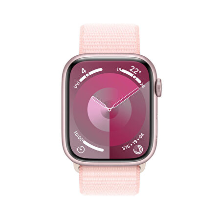 Apple Watch Series 9 GPS + Cellular 45 mm Pembe Alüminyum Kasa ve Uçuk Pembe Spor Loop - MRMM3TU/A