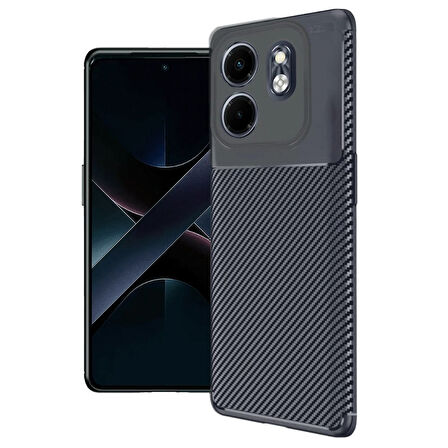 Gpack İnfinix Smart 9 uyumlu Kılıf Negro Karbon Görünümlü Silikon