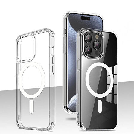 Gpack Apple iPhone 15 Pro uyumlu Kılıf M-Safe Şarj Özellikli Sert PC Embos Kapak
