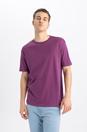 DeFacto Regular Fit Bisiklet Yaka Baskılı Kısa Kollu Ağır Kumaş Tişört B4289AX24SPPR483