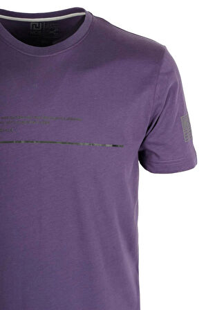 Erkek Tişört Bisiklet Yaka Mor %100 Pamuk Slim Fit Baskılı T-shirt NCS JEANS 1943