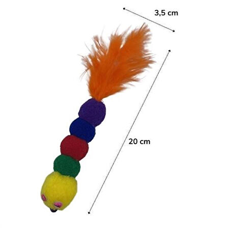 celik avm® Yumuşacık İpli Tırtıl Şeklinde Rengarenk Sevimli Evcil Hayvan Oyuncağı