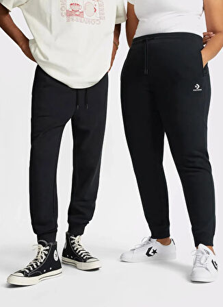 Converse 10023873.480 CONVERSE GO-TO EMBROID Siyah Lastikli Bel Regular Fit Düz Erkek Eşofman Altı