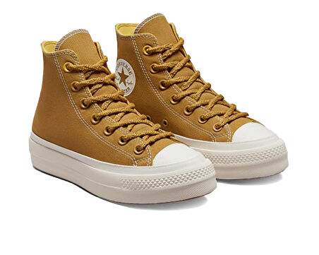 Converse Chuck Taylor All Star Lift Platform Workwear Textiles Kadın Platformlu Günlük Ayakkabı A04363C Sarı