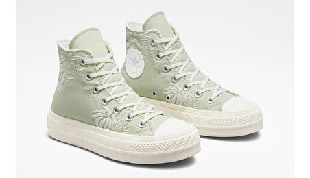 Converse Chuck Taylor All Star Lift Platform Floral Kadın Yeşil Sneaker