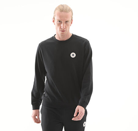 10027001-001 Converse Go-To Standard-Fıt Chuck Taylor Patch Crew Sweatshirt Siyah