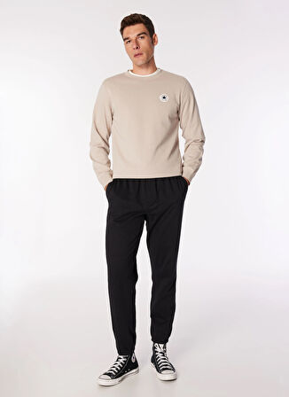 Converse Bej Erkek Yuvarlak Regular Fit Düz Sweatshirt CORE CHUCK PATCH CREW FT PAPYRUS