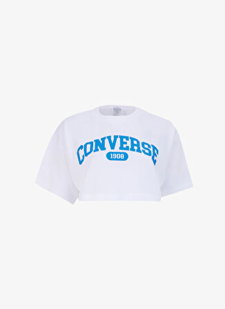 Beyaz Kadın Yuvarlak Yaka Crop Top Baskılı T-Shirt CONVERSE SPORTY CROPPED TEE WHITE