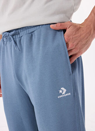 Converse 10023873.480 CONVERSE GO-TO EMBROID Mavi Lastikli Bel Regular Fit Düz Erkek Eşofman Altı