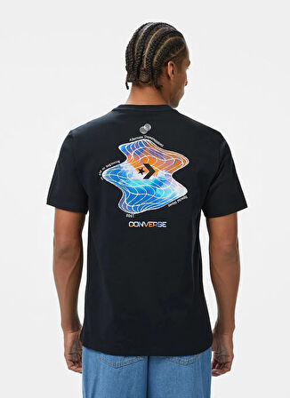 Converse 10027366.001 WAVES LOOSE-FIT T-SHIR Siyah Yuvarlak Yaka Regular Fit Baskılı Erkek T-Shirt