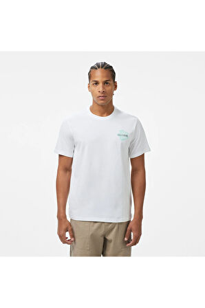 Loose Fit Erkek Grafik Baskılı Beyaz T-Shirt