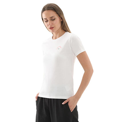 10027379-102 Converse Flower Garden Slım-Fıt T-Shırt T-Shirt Beyaz