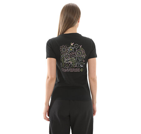 10027379-001 Converse Flower Garden Slım-Fıt T-Shırt T-Shirt Siyah