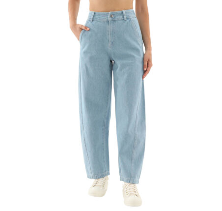 10027410-478 Converse Woven Denım Barrel Pants Pantolon Mavi