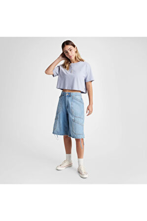 Sporty Boxy Kadın Mor T-Shirt