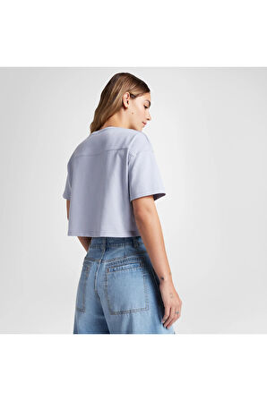 Sporty Boxy Kadın Mor T-Shirt