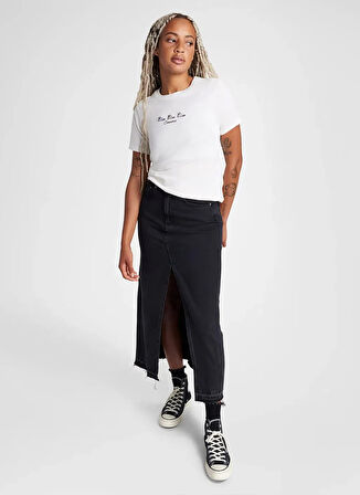 Converse 10027753.286 HIGH TOPS T-SHIRT Krem Yuvarlak Yaka Regular Fit Düz Kadın T-Shirt