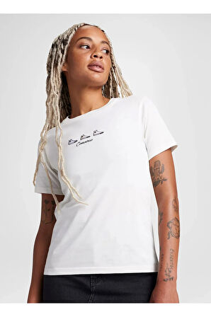 10027753.286 HIGH TOPS t-shirt Krem Yuvarlak Yaka Regular Fit Düz Kadın T-Shirt