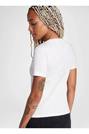 10027753.286 HIGH TOPS t-shirt Krem Yuvarlak Yaka Regular Fit Düz Kadın T-Shirt