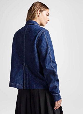 Converse 10027976.426 DENIM WORK COAT Lacivert Regular Fit Düz Kadın Zip Ceket