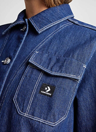 Converse 10027976.426 DENIM WORK COAT Lacivert Regular Fit Düz Kadın Zip Ceket