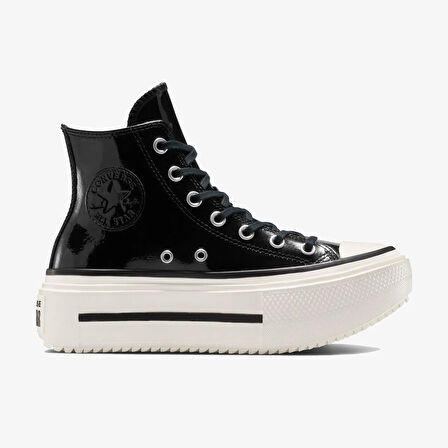 Converse CHUCK TAYLOR ALL STAR LIFT DOUBLE STACK PLATFORM PATENT LEATHER Kadın Siyah Sneaker A12977C-001