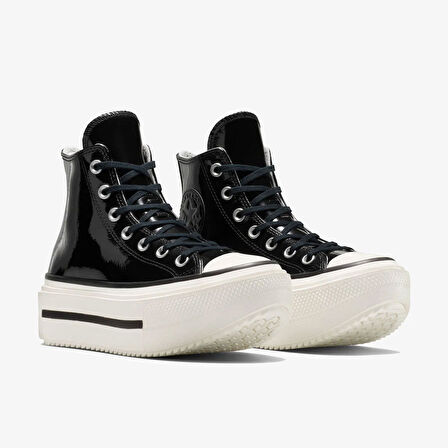 Converse CHUCK TAYLOR ALL STAR LIFT DOUBLE STACK PLATFORM PATENT LEATHER Kadın Siyah Sneaker A12977C-001