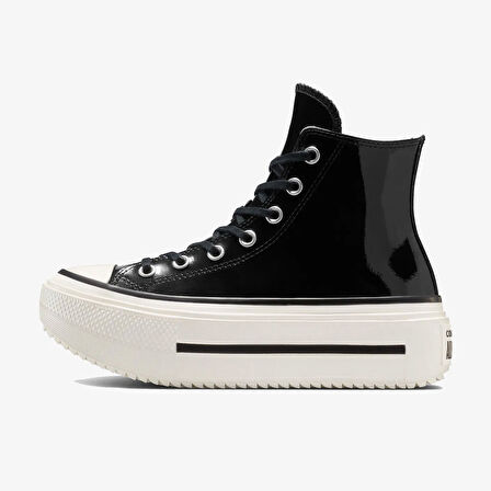 Converse CHUCK TAYLOR ALL STAR LIFT DOUBLE STACK PLATFORM PATENT LEATHER Kadın Siyah Sneaker A12977C-001