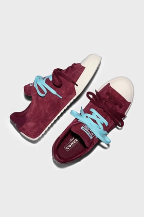Converse Logolu Hakiki Deri Sneaker Ayakkabı Kadın AYAKKABI A20130C 625 BORDO-BEYAZ