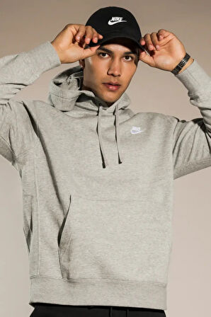 Nike Nsw Clup Hoodie Pull-Over Erkek Gri Spor Sweatshrit
