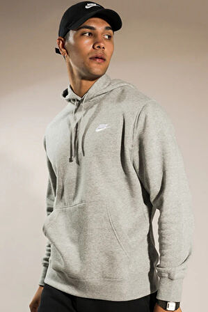 Nike Nsw Clup Hoodie Pull-Over Erkek Gri Spor Sweatshrit
