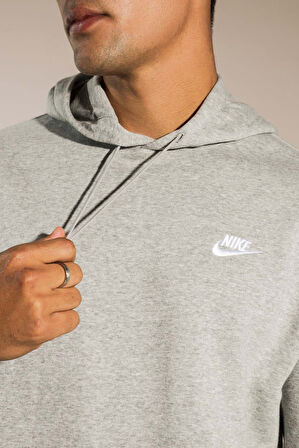 Nike Nsw Clup Hoodie Pull-Over Erkek Gri Spor Sweatshrit