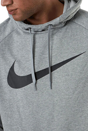 Nike Dri-Fit Pullover Training Hoodie Erkek Gri Spor Sweatshrit