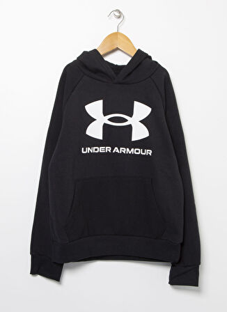 Under Armour Siyah Erkek Çocuk Kapüşonlu Uzun Kollu Bol Kesim Düz Sweatshirt 1357585-001 UA RIVAL FLEECE HOODIE