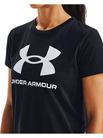 Under Armour UA W SPORTSTYLE LOGO SS Siyah-Beyaz Kadın Tshirt