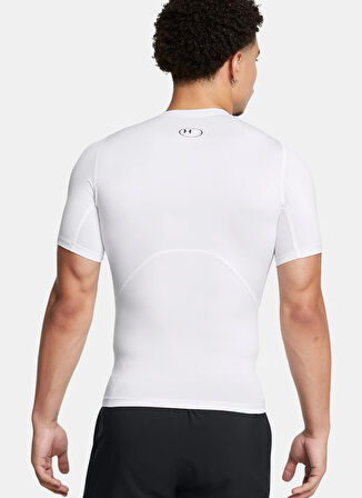 Beyaz Erkek Yuvarlak Yaka Compression Fit T-Shirt 1361518-100 UA HG Armour Comp SS