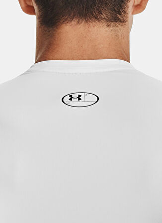 Beyaz Erkek Yuvarlak Yaka Compression Fit T-Shirt 1361518-100 UA HG Armour Comp SS