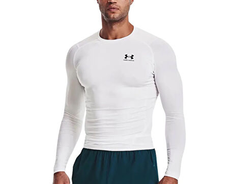 Under Armour Ua Hg Armour Comp Ls Erkek Antrenman Tişörtü 1361524-100 Beyaz