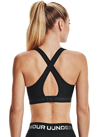 Under Armour Siyah - Gri Sporcu Sütyeni 1361034-UA Crossback Mid Bra
