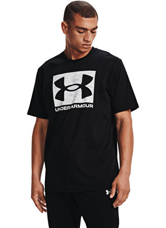 Under Armour O Yaka Düz Siyah Erkek T-Shirt 1361673-UA ABC CAMO BOXED LOGO SS