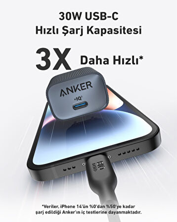 Anker 511 Nano USB-C 30W Şarj Cihazı Beyaz - A2337