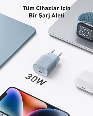 Anker 511 Nano USB-C 30W Şarj Cihazı Beyaz - A2337