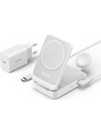 Anker B2557 MagGo Beyaz 3in1 Kablosuz Hızlı Şarj Aleti 